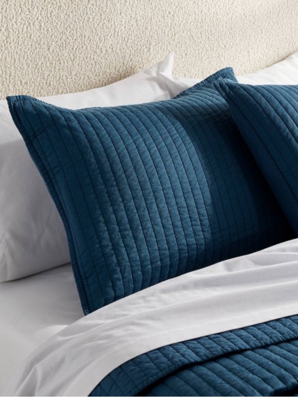 NEW Threshold Washed Cotton Indigo Sateen Quilted Sham